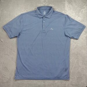 Rhoback Polo Shirt Mens XXL Blue White Houndstooth Performance Golf Short Sleeve